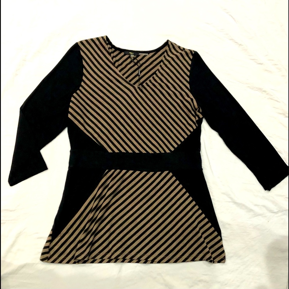 MILANO vintage women’s petite striped geometric blouse size PM EPLC - Picture 5 of 6